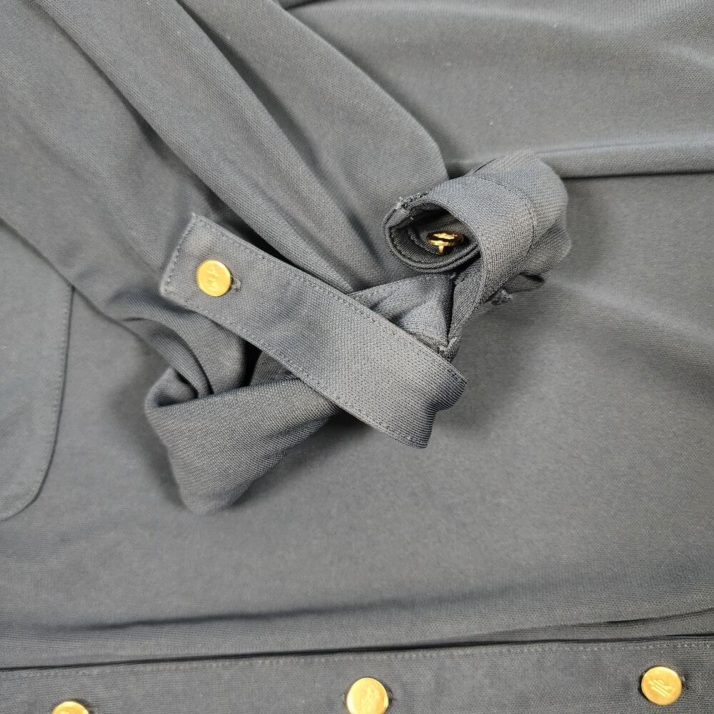 Lauren Ralph Lauren Navy Button Front Shirt Gold Buttons 3X Stretch - Picture 2 of 14